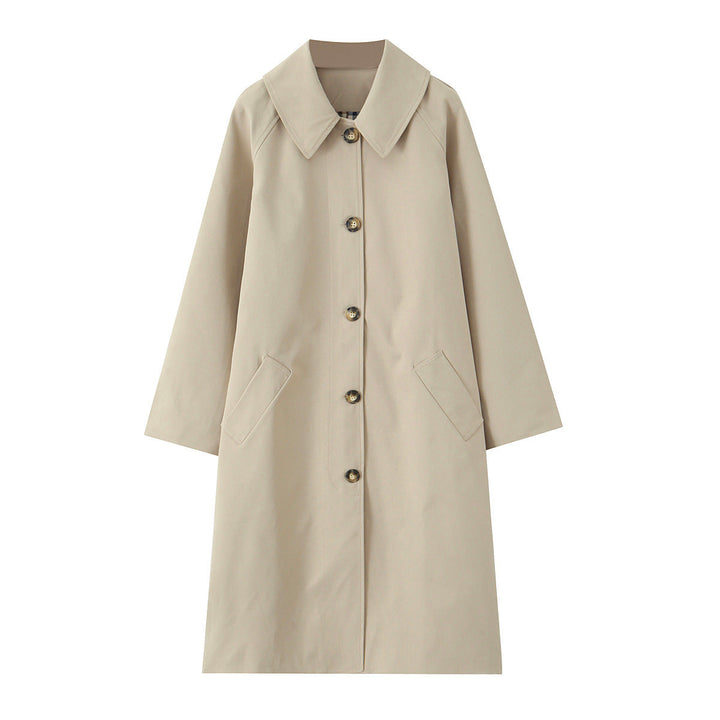 Dam lång minimalistisk trenchcoat med vid krage och Straight silhuett