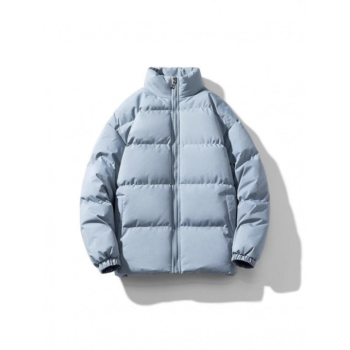 Unisex lätt vadderad Down look pufferjacka med Stand krage och två-Way dragkedja