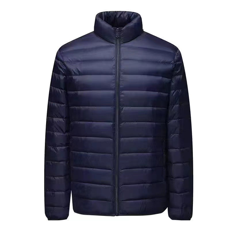 Herr ultra-light packable micro quiltad jacka med ståkrage, vadderad isolering och vindresistent skal