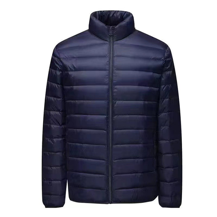 Herr ultra-light packable micro quiltad jacka med ståkrage, vadderad isolering och vindresistent skal