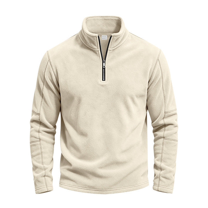 Herr Fleece Halv Dragkedja Pullover med Ståkrage och Flatlock Sömmar