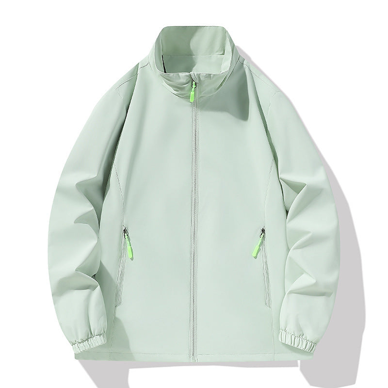 Herr Minimalistisk softshell utomhusjacka med ståkrage, Vind och Vatten Resistent Membran och Fluorescent Dragkedja Pulls
