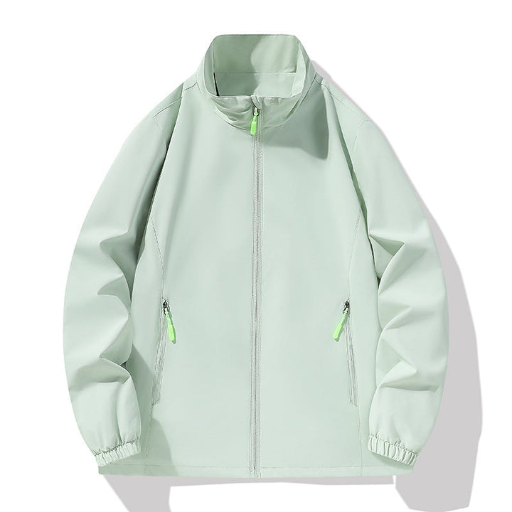 Herr Minimalistisk softshell utomhusjacka med ståkrage, Vind och Vatten Resistent Membran och Fluorescent Dragkedja Pulls