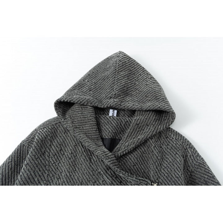 Dam Oversize Structured Poncho Jacka med Shawl Krage och Asymmetric Dragkedja