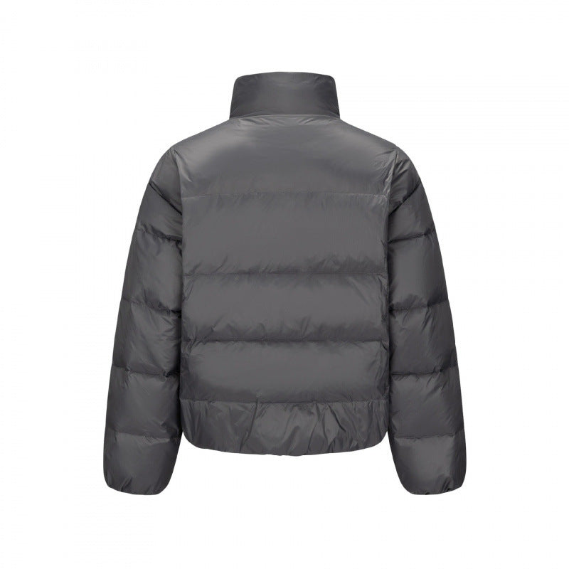 Herr short-cut compact packable pufferjacka med ståkrage och dold bröstficka