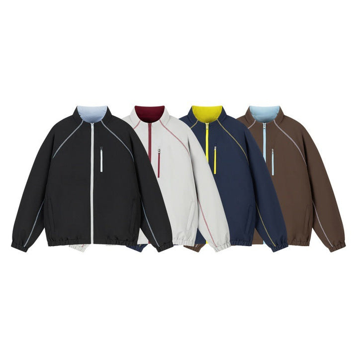 Unisex Lätt Övergångsjacka med Raglan Ärmar, Full Dragkedja, Chest Ficka och Elastic Nederkant