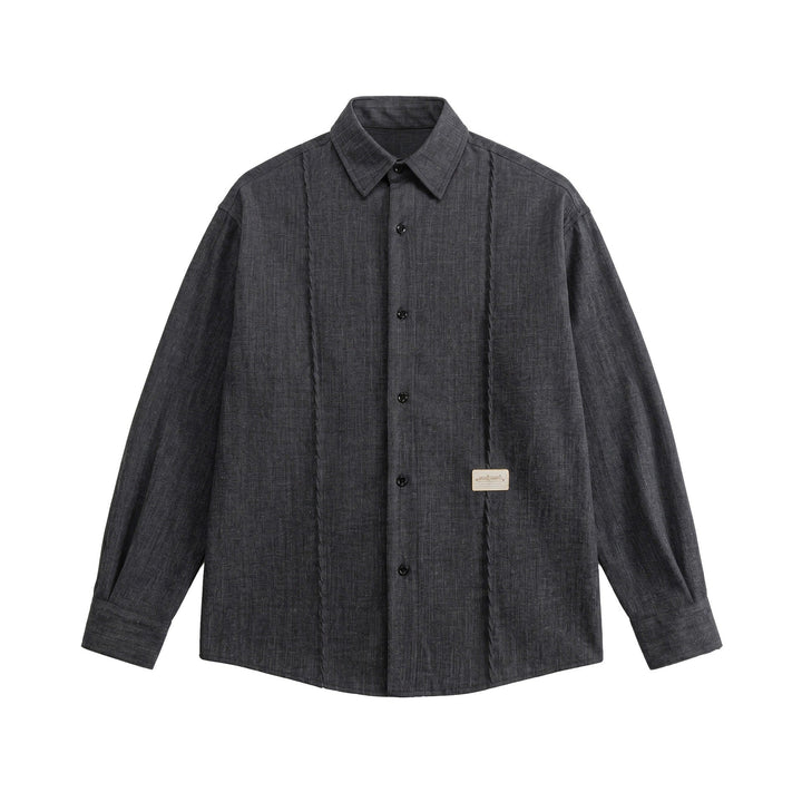 Herr oversize skjortjacka i Ljus Denim Look med Visible Dekorativ Sömmar