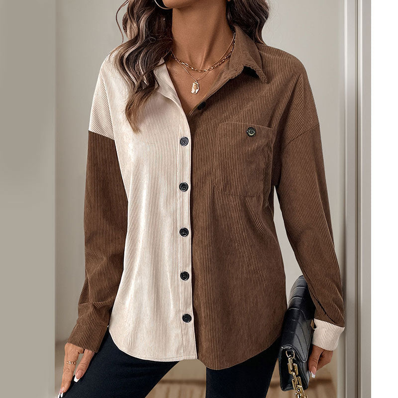 Dam Modern Cord Jacka med Contrast Details