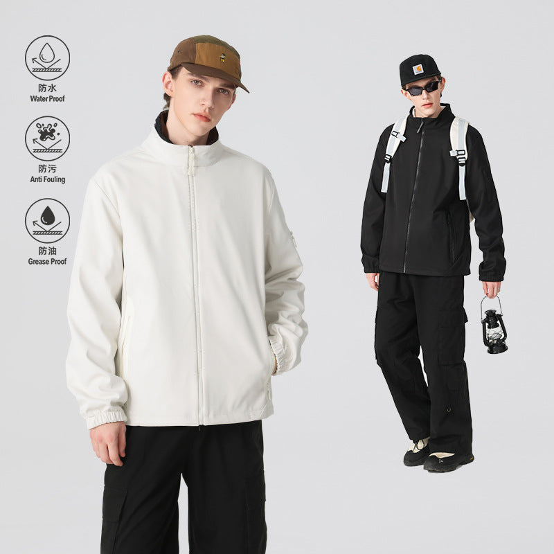 Unisex Lätt Softshelljacka med Stå Krage, Full-Length Dragkedja och Arm Ficka