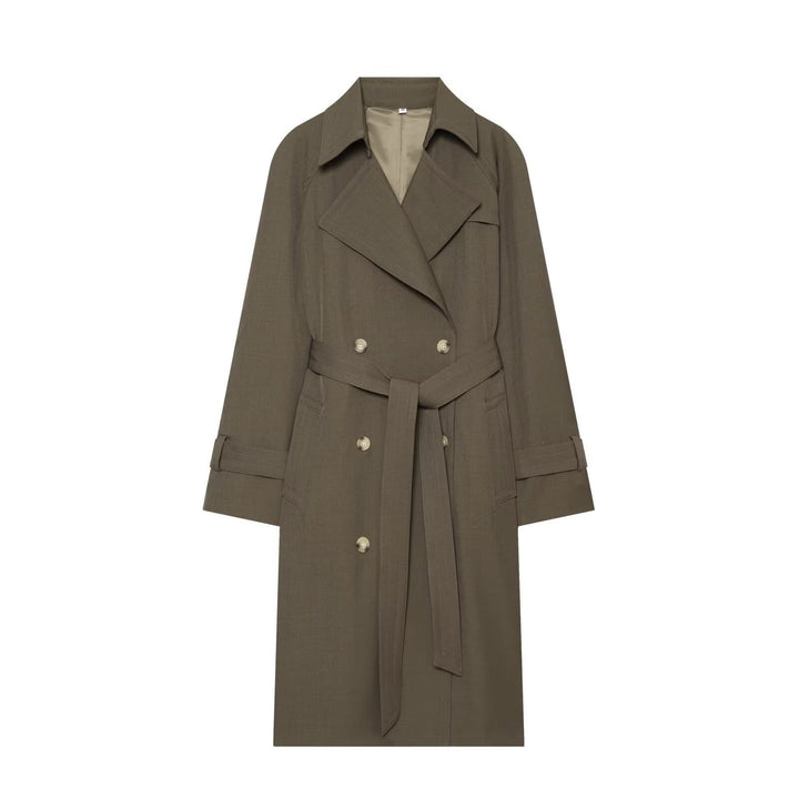 Dam Double-Breasted trenchcoat med midjebälte och Raglan ärmar