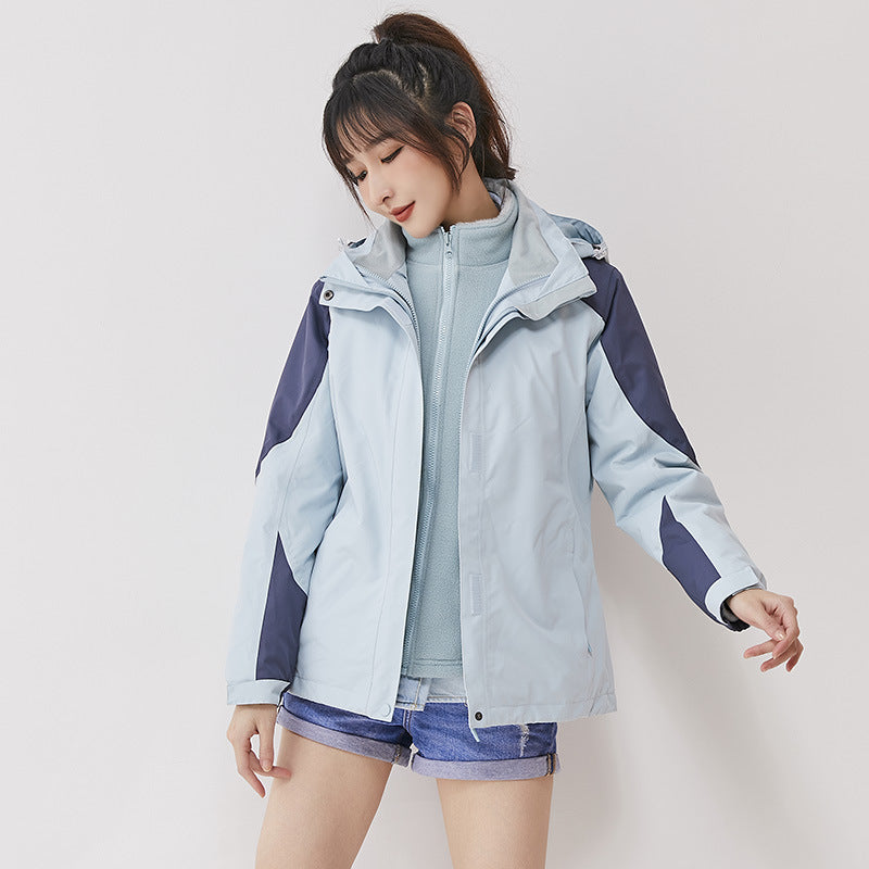 Dam double-layer utomhusjacka med removable fleece inner jacka och vindtät membrane