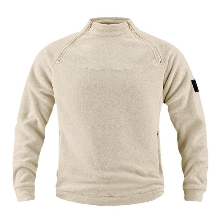 Herr Tactical Fleece Pullover med Axel Dragkedjor, Chin Guard, och Velcro Panel
