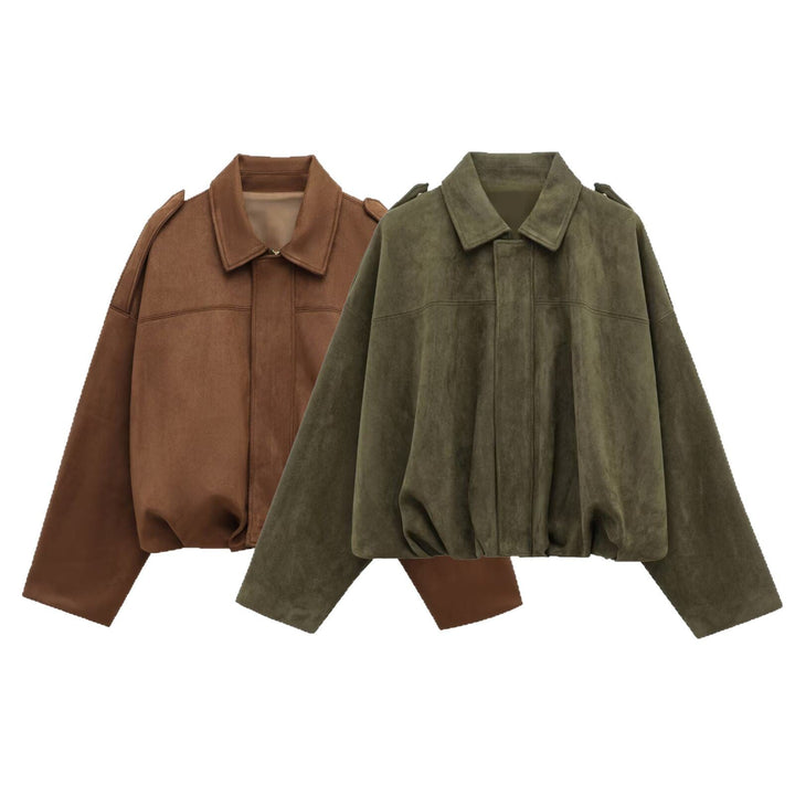 Dam Kort Oversize Jacka i Cape Look med Balloon-Shaped Nederkant