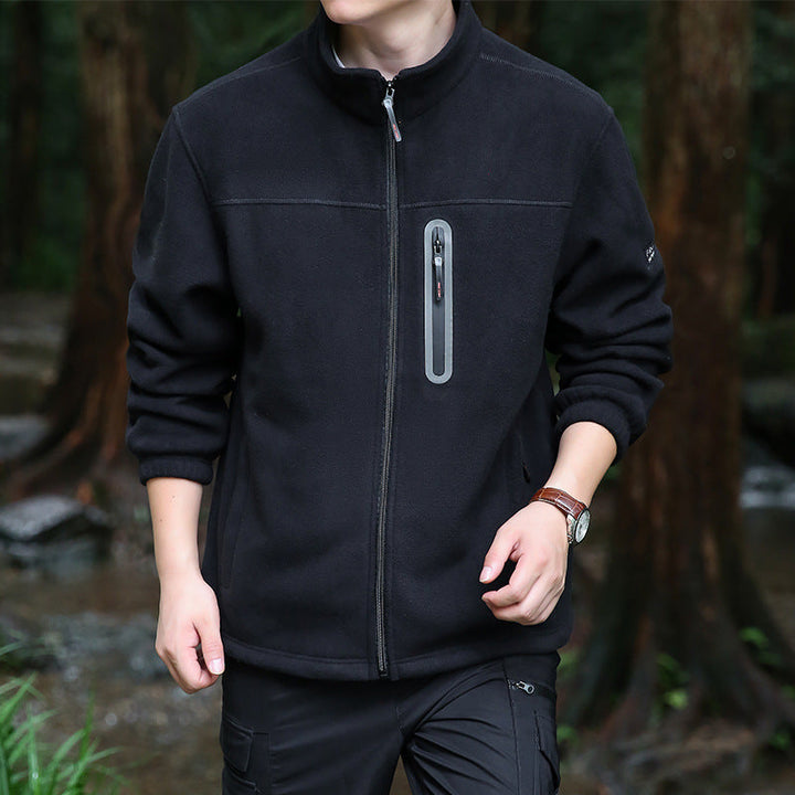 Herr Andningsbar Microfleece Jacka med Vattenavvisande Bröst Zip Knapplist och Stående Krage