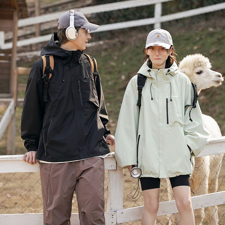 Dam Technical Oversize Outdoorjacka med Huva, Vattenavvisande Shell &amp; Drawstring