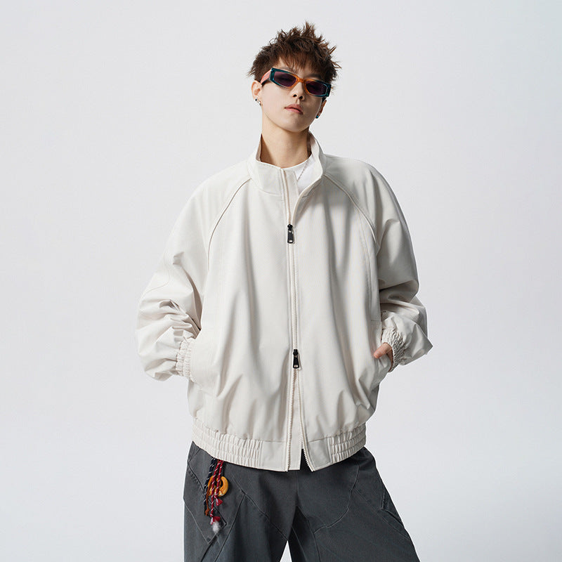 Unisex oversize Windbreaker med ståkrage och Raglan ärmar