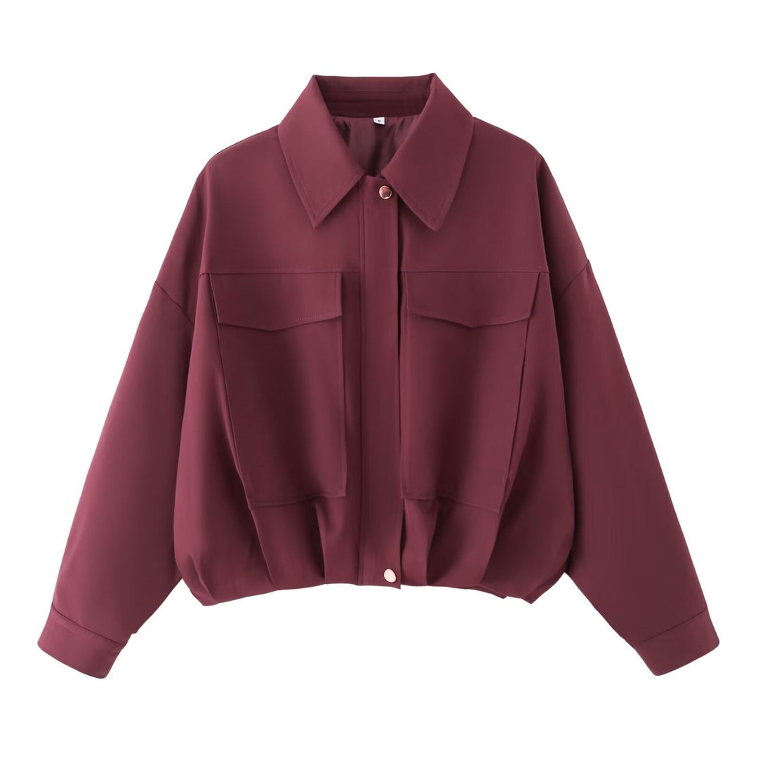 Dam Oversized Utility Jacka med Lockfickor, Drop Axel och Elastic Fåll