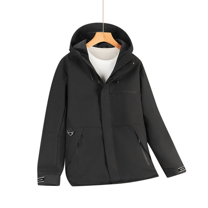 Herr vattenavvisande softshell hoodiejacka med dold dragkedjas och urban Skärning