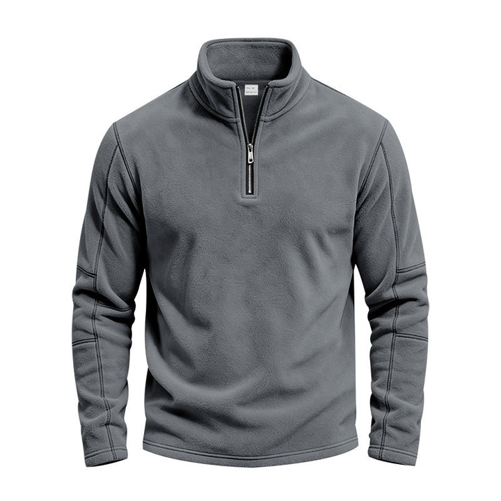 Herr Fleece Halv Dragkedja Pullover med Ståkrage och Flatlock Sömmar