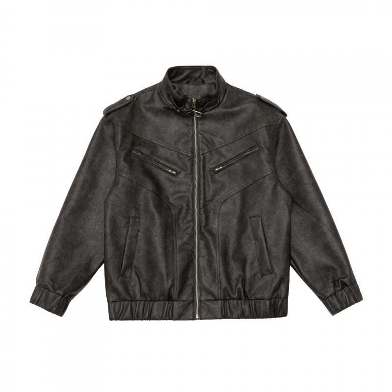 Herr boxig fuskläder Blouson med ståkrage, Axel Epaulettes och elastisk fåll