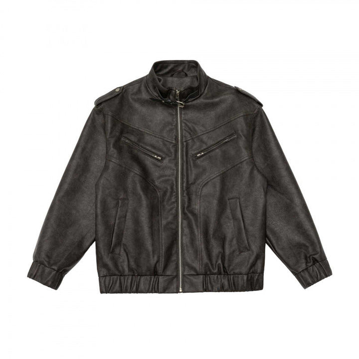 Herr boxig fuskläder Blouson med ståkrage, Axel Epaulettes och elastisk fåll