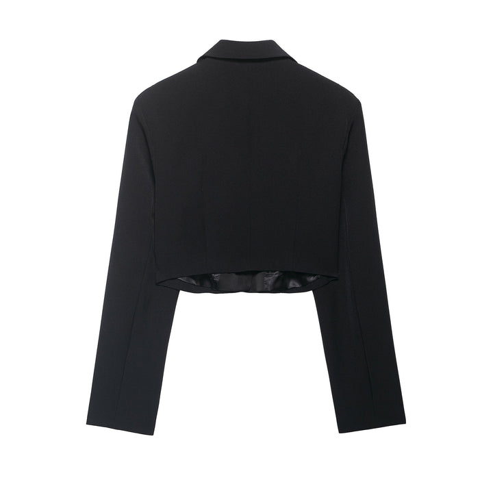 Dam Kort Tuxedo Jacka i Tuxedo Stil med Pointed Satin Lapels