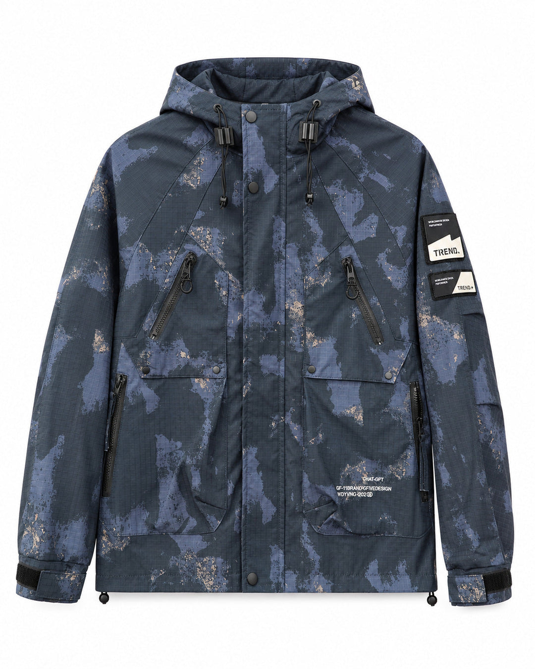 Herr teknisk Kamouflage parka med huva och Ripstop Ytter Material