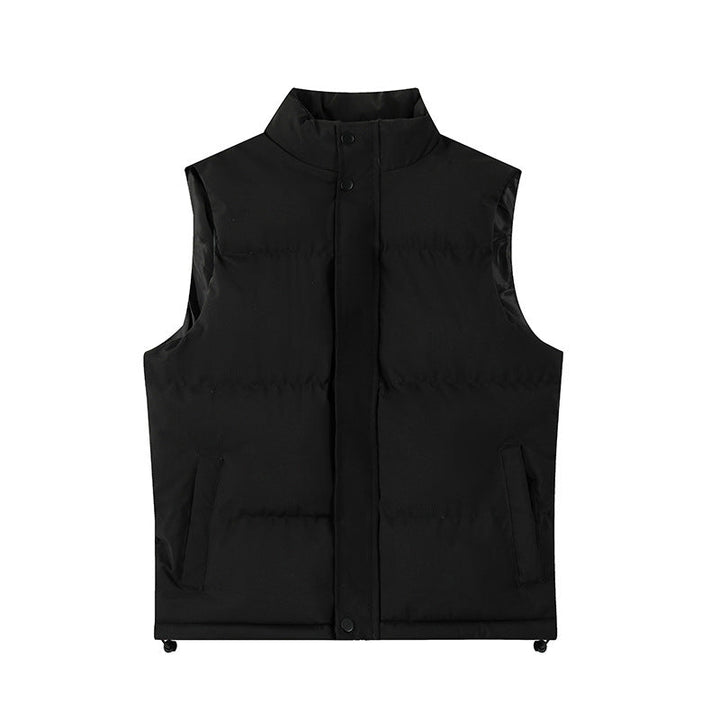 Herr Vadderad Quiltad Waistcoat med Ståkrage, Fullängd Dragkedja och Praktisk Slash Fickor