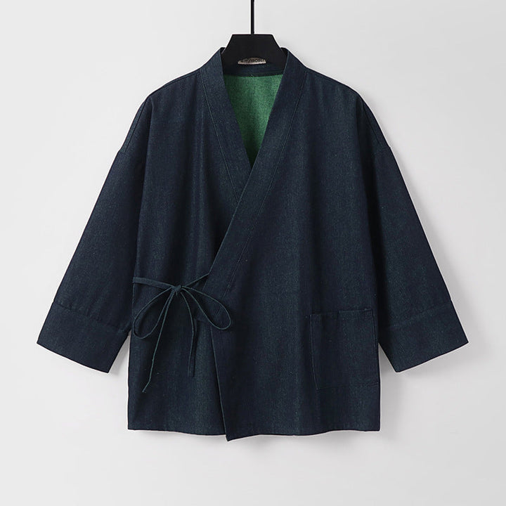 Dam lätt två-Tone Kimono jacka med Ties och kontrasterande inner foder