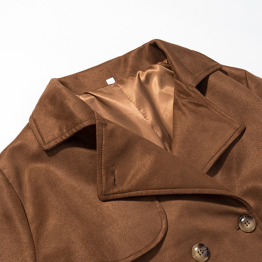 Dam lång Double-breasted kappa in trenchcoat stil med midjebälte och ärm Tabs