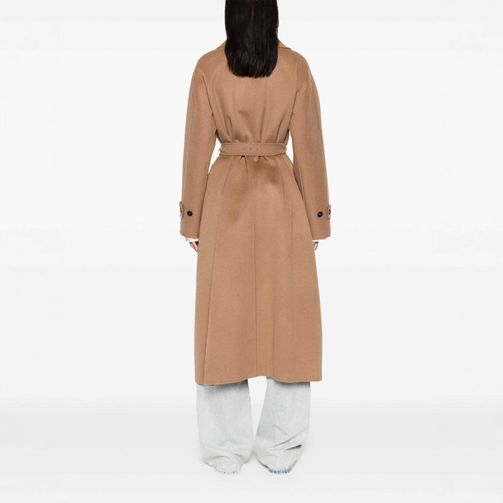 Dam wrap kappa gjord ullblandning med midjebälte och oversize shoulder