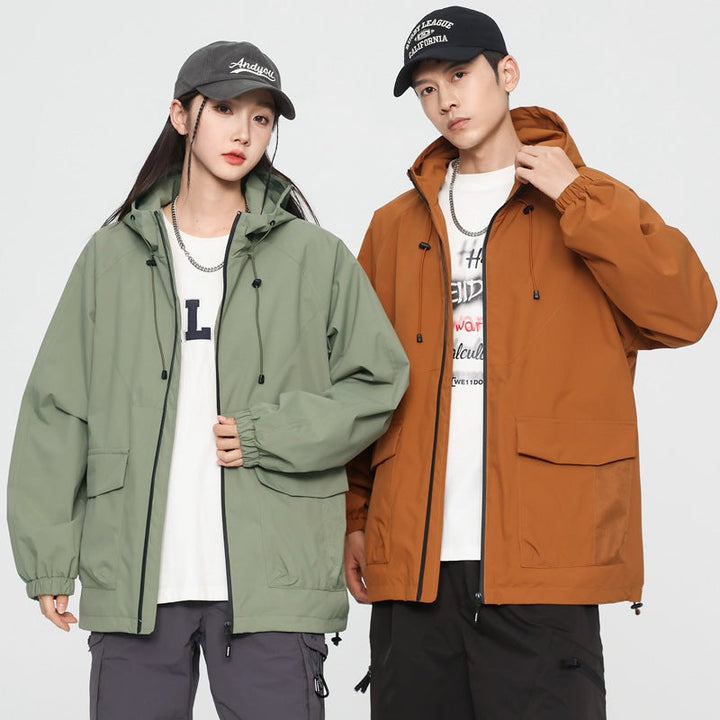 Dam oversize Windbreaker jacka med huva och Cargo fickor