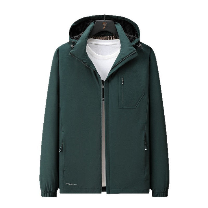 Herr urban Minimalistisk softshell hoodiejacka med dold dragkedjas och elastisk fåll