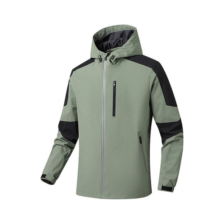 Herr Andningsbar Softshell-Hardshell Hybrid Jacka med Huva och Vattentät Dragkedjefickor