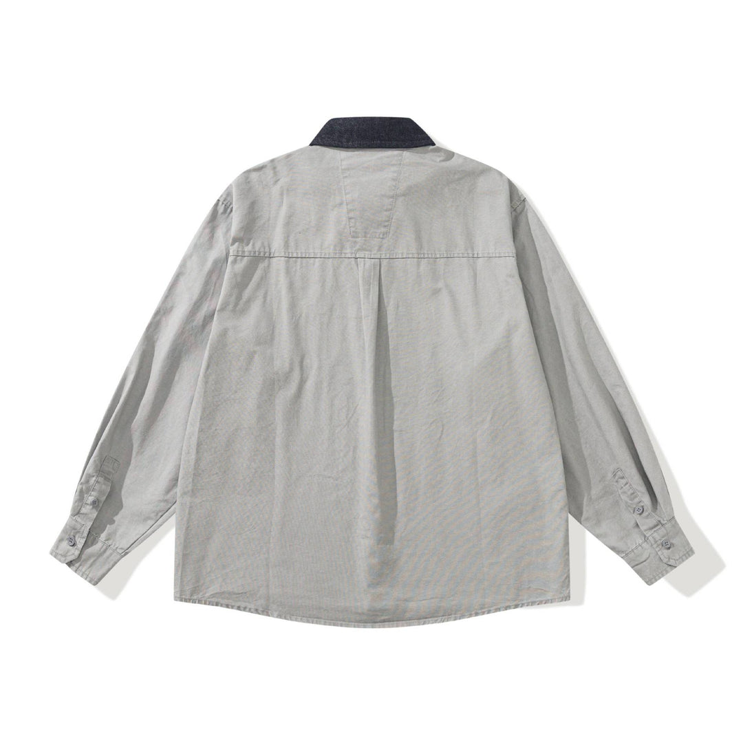 Herr oversize skjortjacka med Contrasting Cord Krage och Dekorativ bröstficka