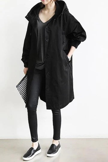 Water-Repellent Oversized med Huva Trenchcoat