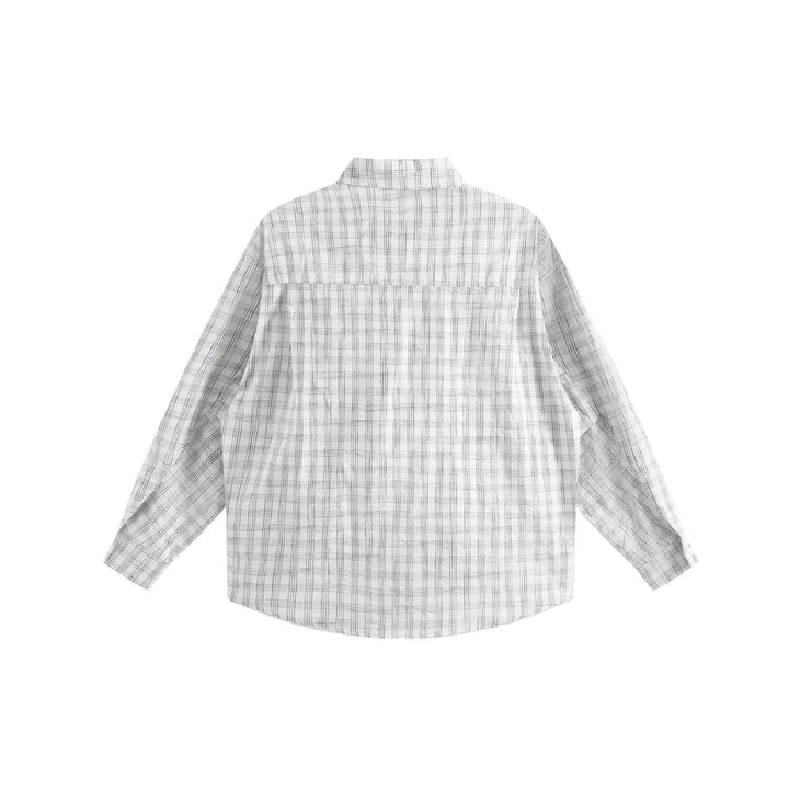 Unisex Oversized Skjorta Jacka Gjord av Lätt Bomullsblandning med Raglanärmar och Fin Rutigt Mönster