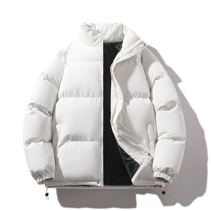 Unisex vadderad kviltad jacka gjord Down Imitation med hög krage och dragsko
