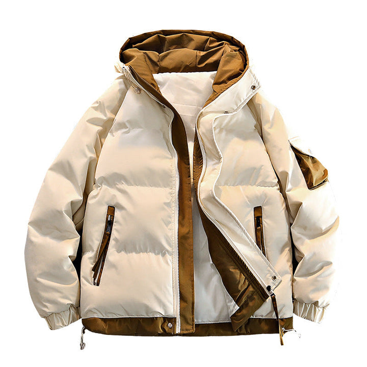 Herr Oversized Isolerad med Huva Pufferjacka med Contrast Foder och Drawcord Fåll