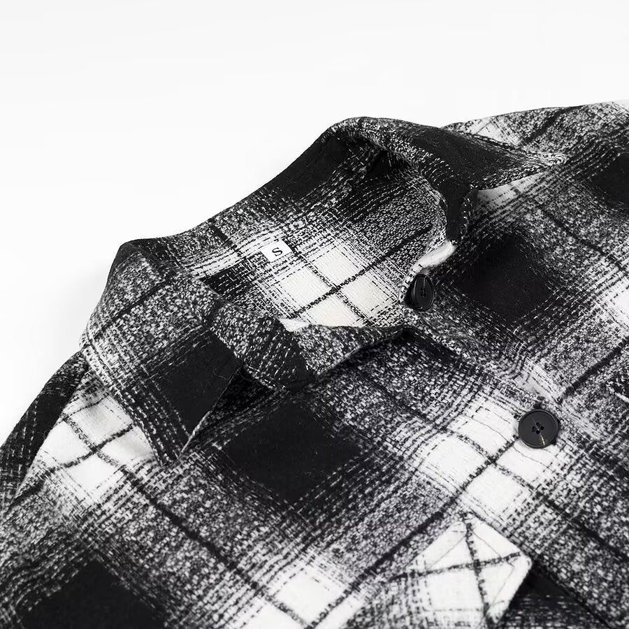 Dam lång modell rutig Overshirt med oversize skärning och Flap fickor
