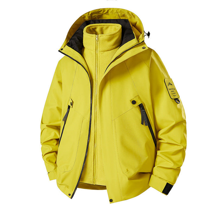 Herr 3-i-1 Softshell Parka med Uttagbar Fleece Inre Jacka och Technical Huva