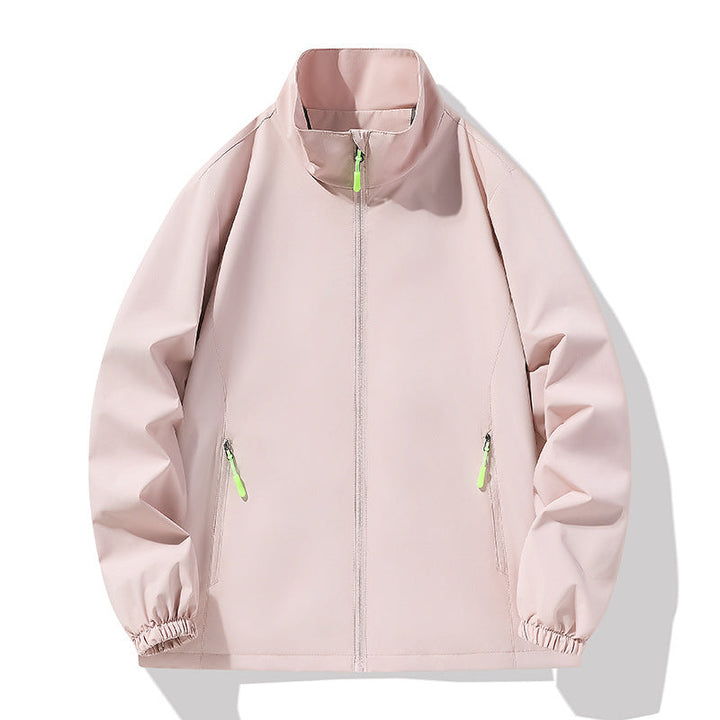 Herr Minimalistisk softshell utomhusjacka med ståkrage, Vind och Vatten Resistent Membran och Fluorescent Dragkedja Pulls
