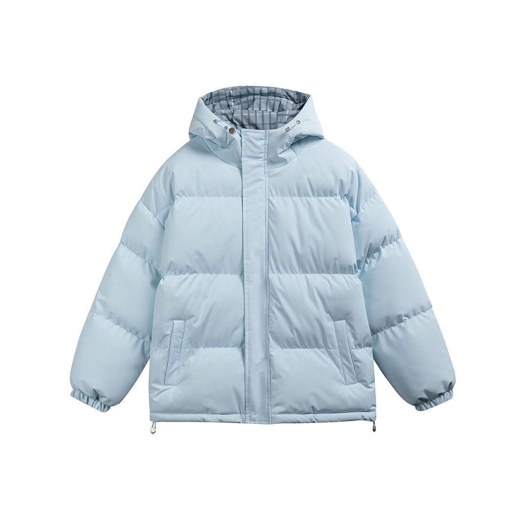 Dam Vadderad Oversized Quiltad Jacka med Huva, Hög Krage och Rutig Foder