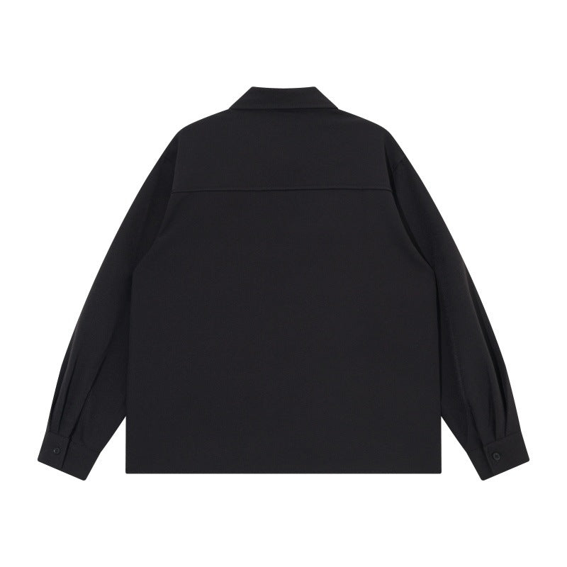 Unisex Boxig Skjorta Jacka med Minimalistisk Dividing Sömmar och Concealed Fickor
