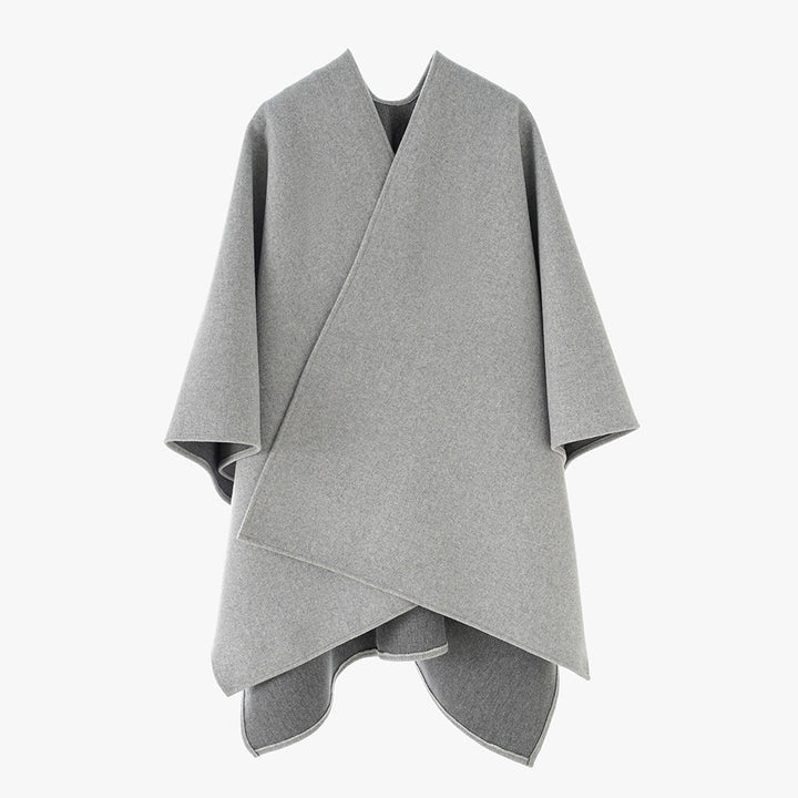 Dam oversized-capeponcho med Wrap look och V-Neck