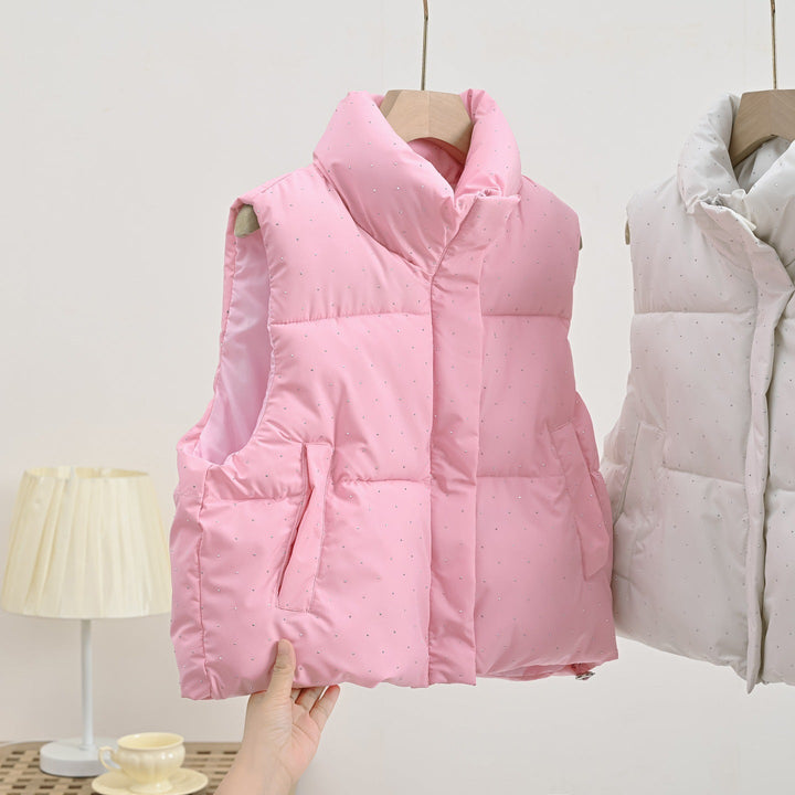 Dam Isolerad Sleeveless Vadderad Gilet med Quiltad Ståkrage