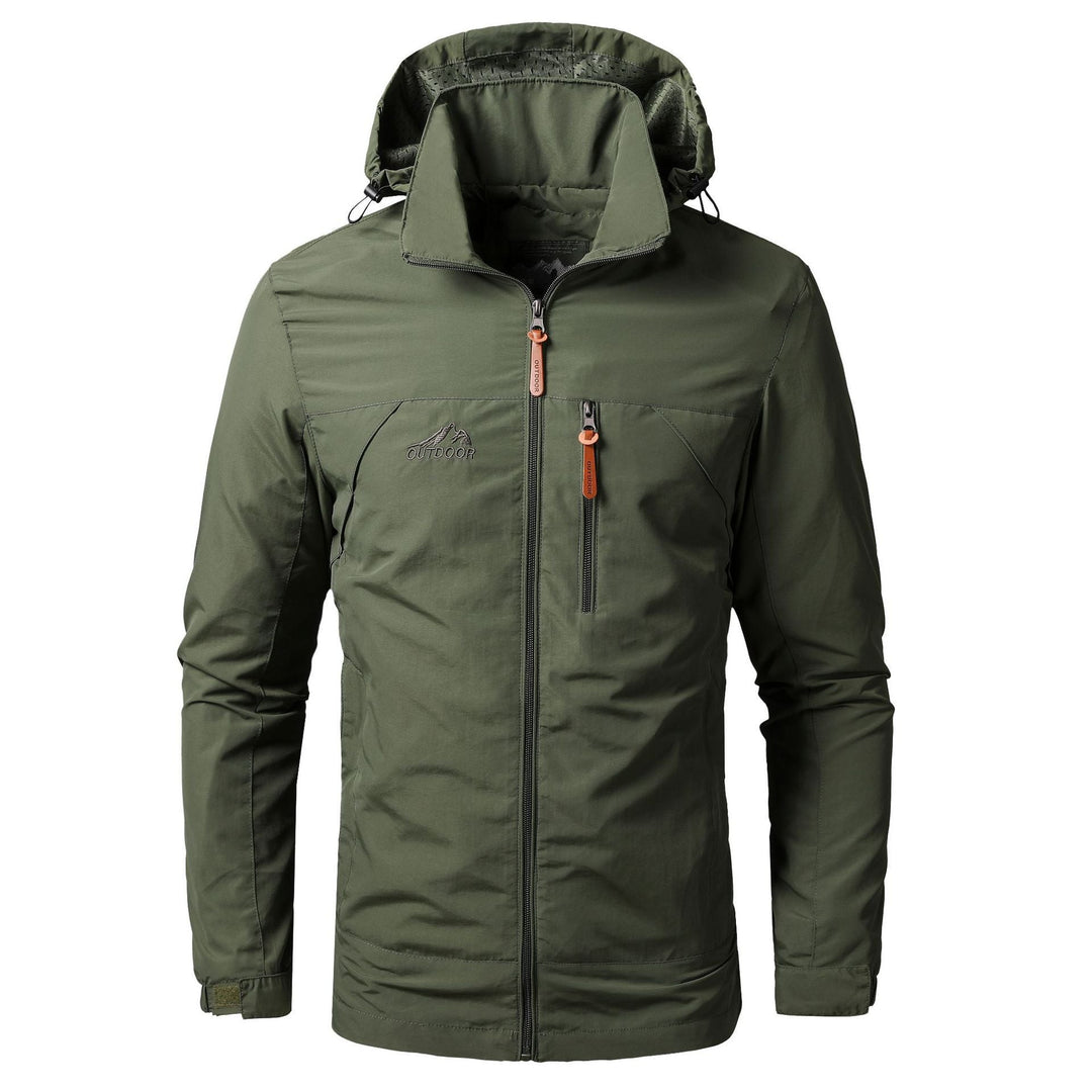 Herr Lätt Outdoor med Huva Parka med Andningsbar Mesh Foder och Bröst Dragkedja
