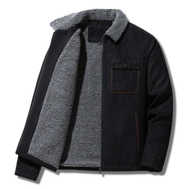 Herr Vadderad Sherpa Canvas Jacka med Dragkedja