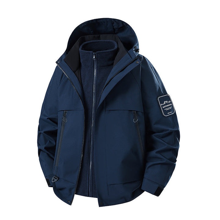 Herr Multifunctional Vattentät Softshell Regnjacka med Uttagbar Fleece Inre Jacka