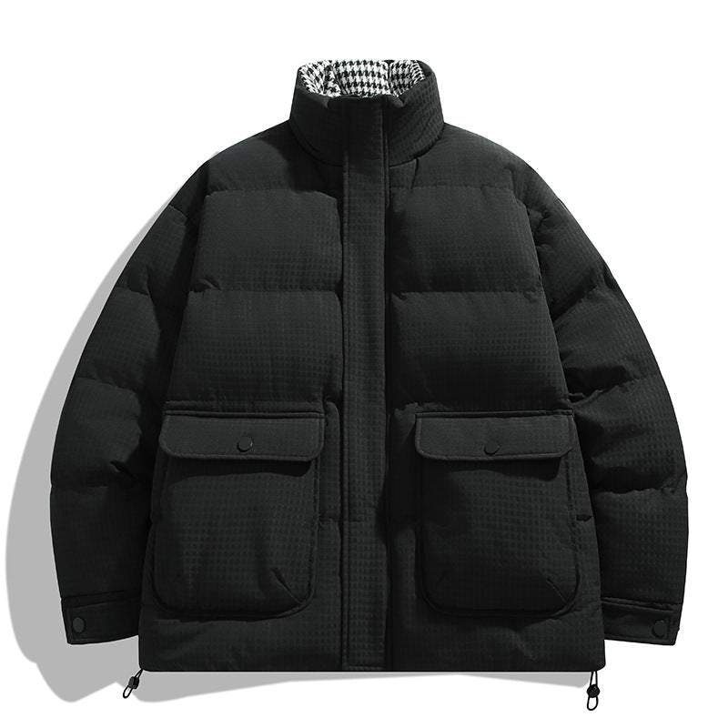 Unisex vadderad kviltad jacka med stor Flap fickor, ståkrage, och Ripstop Structure